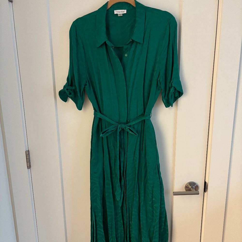 Calvin Klein Green Print Maxi Dress Size 12